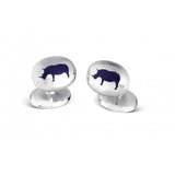 Sterling Silver Cufflinks with Rhino Emblem