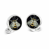 Sterling Silver Embroidered Bee Cufflinks