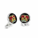 Sterling Silver Embroidered Crown Cufflinks