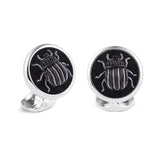 Sterling Silver Embroidered Black And Grey Bug Cufflinks