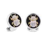 Sterling Silver Embroidered Silver And Gold Bug Cufflinks