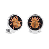 Sterling Silver Embroidered Orange Bug Cufflinks