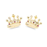 18ct Yellow Gold Ruby and Diamond Crown Cufflinks