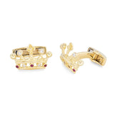 18ct Yellow Gold Ruby and Diamond Crown Cufflinks