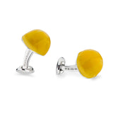 Sterling Silver Yellow Enamel Hard Hat Cufflinks