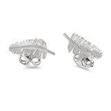 Sterling Silver Feather Cufflinks With Diamond Detail