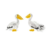 Sterling Silver Enamel Pelican Cufflinks