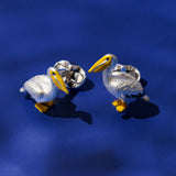 Sterling Silver Enamel Pelican Cufflinks