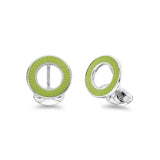 Sterling Silver Vitreous Enamel Faceted Cufflinks - Lime Green