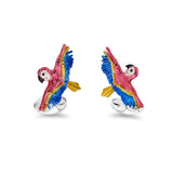 Sterling Silver Enamel Parrot Cufflinks