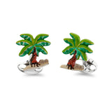 Sterling Silver Enamel Palm Tree Cufflinks