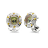 Sterling Silver UFO And Alien Cufflinks