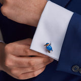 Sterling Silver Kingfisher Enamelled Cufflinks
