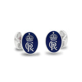 Sterling Silver Oval Enamel Coronation Cufflinks