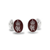 Sterling Silver Oval Enamel Coronation Cufflinks - Red Cufflinks