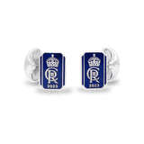 Sterling Silver Oblong Enamel Coronation Cufflinks