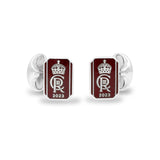 Sterling Silver Oblong Enamel Coronation Cufflinks - Red Cufflinks