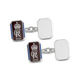 Sterling Silver Enamel And Plain Oblong Chain Link Coronation Cufflinks - Red Cufflinks