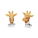 Sterling Silver Yellow Gold Plate And Enamel Giraffe Cufflinks