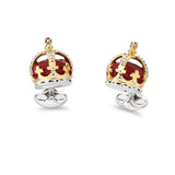 Sterling Silver Red Coronation Crown Cufflinks