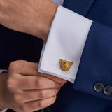 Sterling Silver Enamel Leopard with Sapphire Eyes Cufflinks