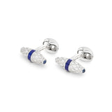 Sterling Silver Fancy Bar Cufflinks With Royal Blue Enamel Centre And Sapphire Ends