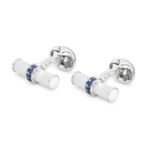 Sterling Silver Bar Cufflinks With Sapphire Centre