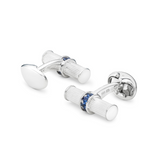 Sterling Silver Bar Cufflinks With Sapphire Centre