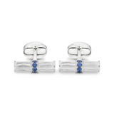 Sterling Silver Bar Cufflinks With Sapphire Centre