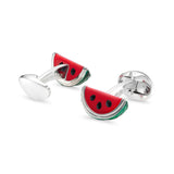 Sterling Silver Enamelled Watermelon Wedge Cufflinks