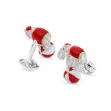 Sterling Silver Elephant On A Ball Cufflinks - Red