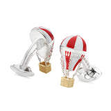 Sterling Silver Red & White Enamel Air Balloon Cufflinks