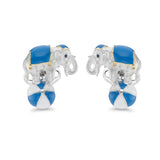 Sterling Silver Elephant On A Ball Cufflinks - Blue