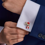 Sterling Silver Elephant On A Ball Cufflinks - Red