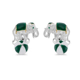 Sterling Silver Elephant On A Ball Cufflinks - Green