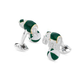 Sterling Silver Elephant On A Ball Cufflinks - Green