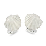 Sterling Silver Clam With Pearl Cufflinks