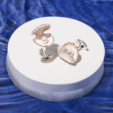 Sterling Silver Clam With Pearl Cufflinks