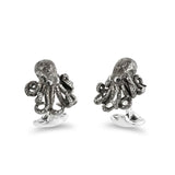 Sterling Silver Oxidised Black Octopus Cufflinks