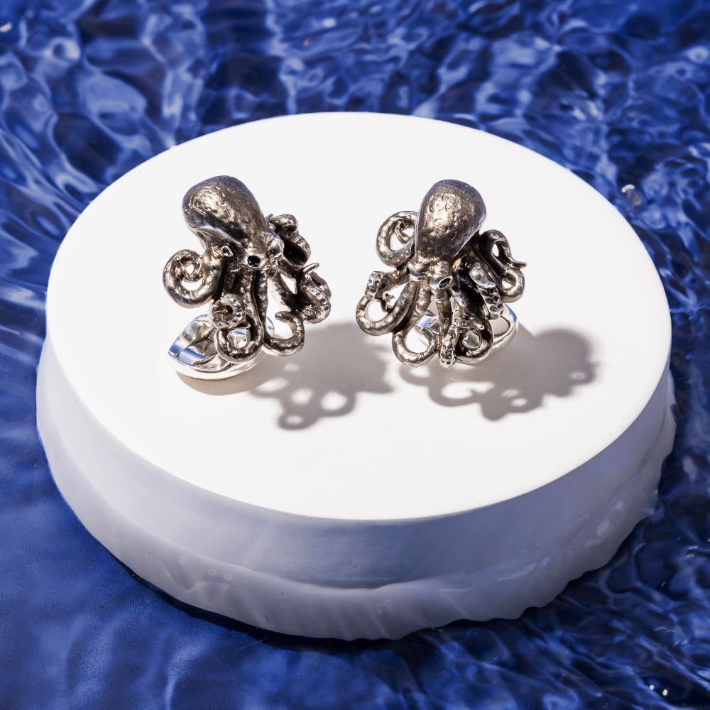 Steampunk Octopus Kraken Cufflinks - Silver Alloy Pirate Theme Mens Jewellery #CL11
