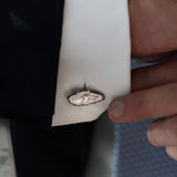 Sterling Silver Oxidised Oyster And Pearl Cufflinks