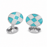 Sterling Silver Plain Two-Tone Enamel Cufflinks