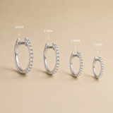 18ct White Gold Diamond Set Huggie Earrings - 18mm
