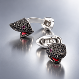 Sterling Silver Black Spinel Shark Head With Ruby Eyes