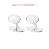 Sterling Silver Oval Cufflinks with Grey Mother-of-Pearl