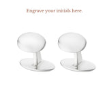 Sterling Silver Cushion Cufflinks with White Mother-of-Pearl Inlay