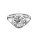 Sterling Silver Zodiac Signet Ring - 14x13mm Oval – Dragon (English)