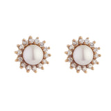 18ct Gold, Diamond and Cultured Pearl Cluster Earrings