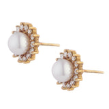 18ct Gold, Diamond and Cultured Pearl Cluster Earrings