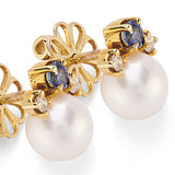 18ct Yellow Gold Cultured Pearl, Sapphire And Diamond Earrings